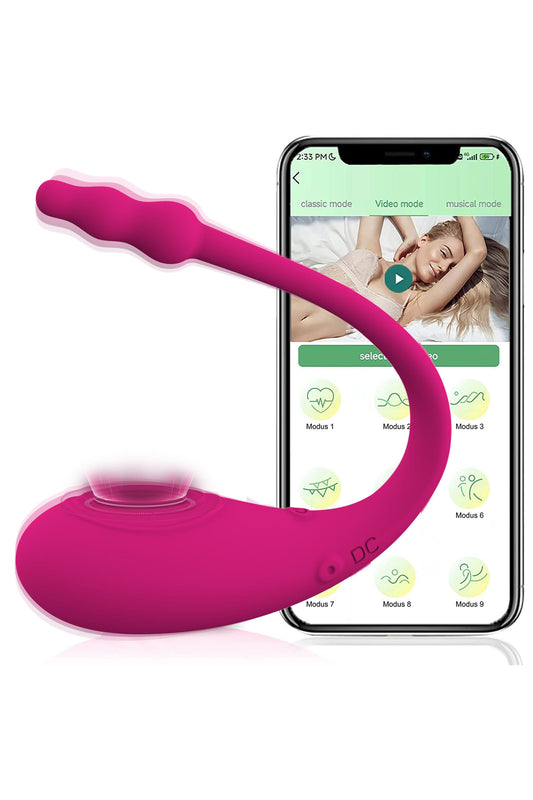 Vibrator smart tip Ou cu stimulare punctul G si Clitoris, multiple moduri de vibrare si conectare cu Aplicatie Mobila, Fuchsia TOY335-55