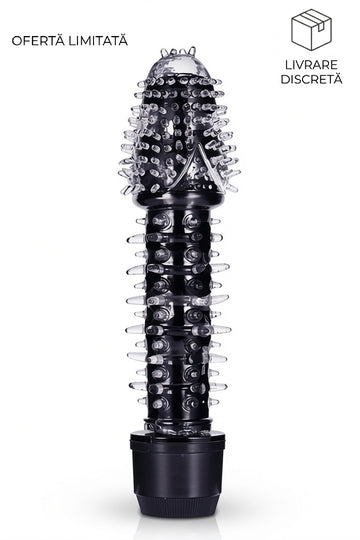 Vibrator din silicon cu tepi, rezistent la ala si multiple moduri de vibrare, negru TOY336-1