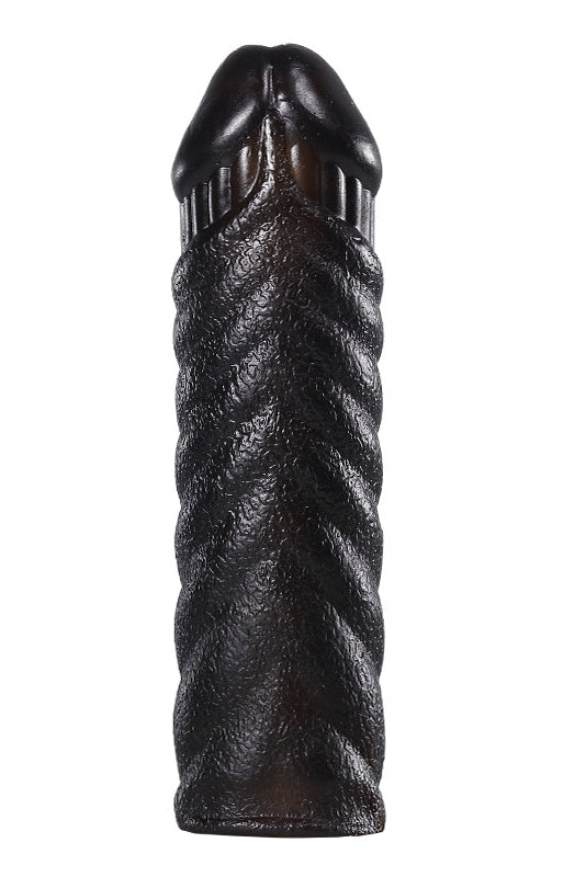 Manson penis cu striatii din silicon, Negru, TOY342-1
