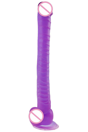 Dildo gigantic, realistic cu striatii si ventuza din silicon, mov TOY343-11