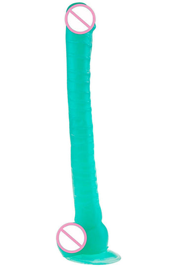 Dildo gigantic, realistic cu striatii si ventuza din silicon, verde TOY343-12