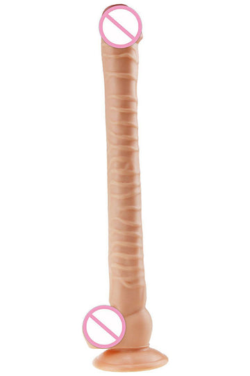 Dildo gigantic, realistic cu striatii si ventuza din silicon, culoarea pielii TOY343-1500