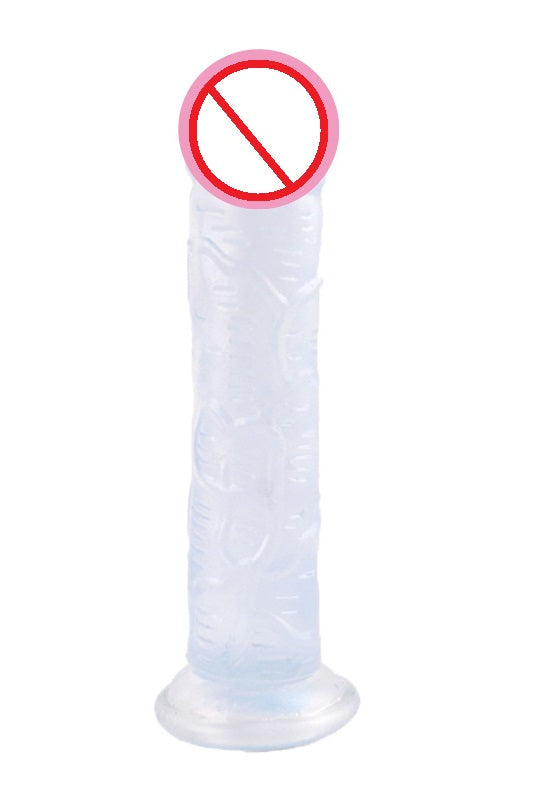 Dildo realistic cu striatii si ventuza la capta pentru o fixare ferma, Incolor, TOY347-00