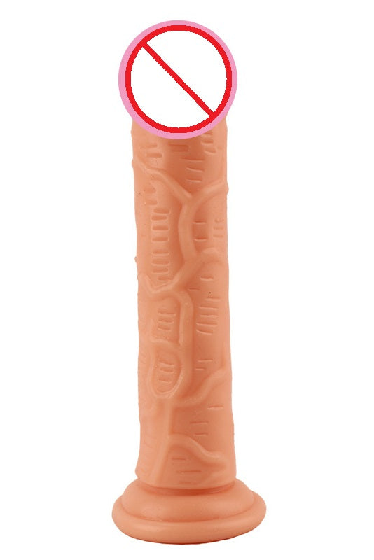 Dildo realistic cu striatii si ventuza la capta pentru o fixare ferma, Culoarea pielii, TOY347-1500