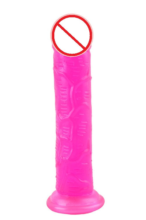 Dildo realistic cu striatii si ventuza la capta pentru o fixare ferma, Fuchsia, TOY347-55