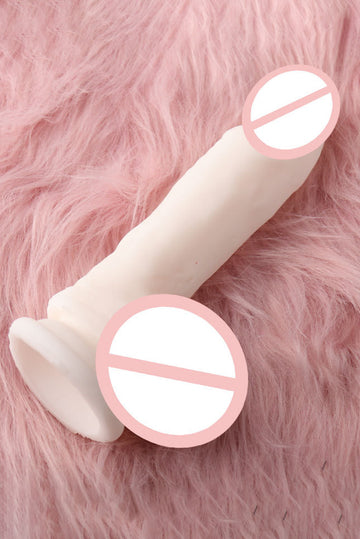 Dildo realistic din silicon mole cu ventuza la capat pentru fixare, alb TOY349-2