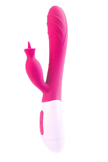 Vibrator dual model IEPURAS, pentru simularea punctului G si a clitorisului, Fuchsia TOY352-55