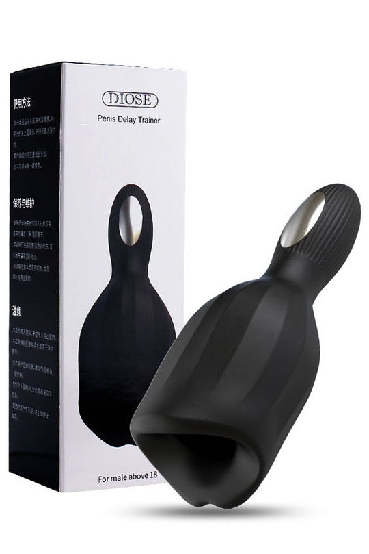 Masturbator penis pentru simularea sexului oral, cu multiple moduri de vibrare, Negru, TOY353-1