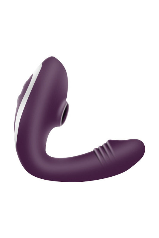 Vibrator dual cu suctiune/aspiratie pentru simularea vaginului si a clitorisului, Mov TOY354-11