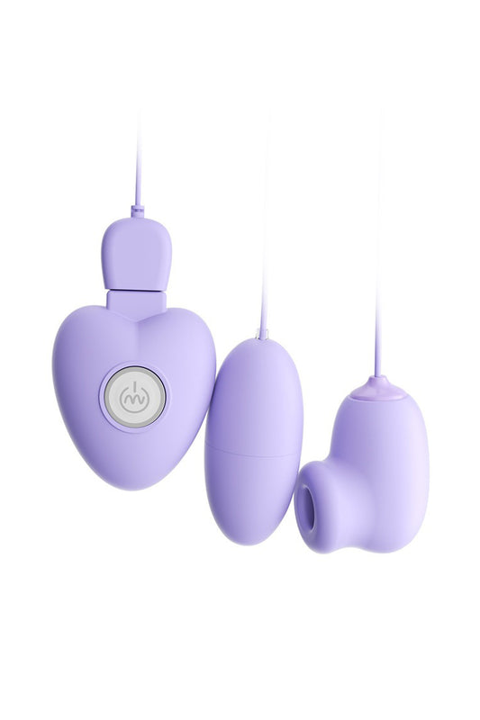 Vibrator cu fundtie duala alcatuit din vibrator tip OU si dispozitiv de suctiune/aspiratie, Mov TOY359-11