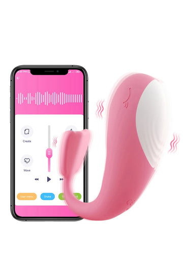 Vibrator SMART tip ou, in forma de balena, controlabil si de pe telefon, Roz TOY360-5