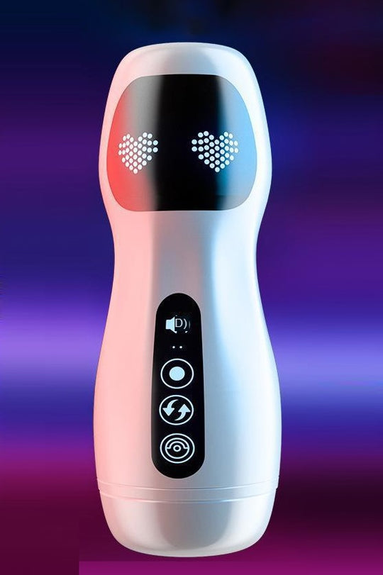 Masturbator vaginal pentru barbati cu senzor de miscare, vibratii si sunet, Alb, TOY365-221