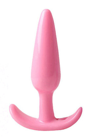 Dop anal (Butt Plug) din silicon, model alungit, roz TOY381A-5