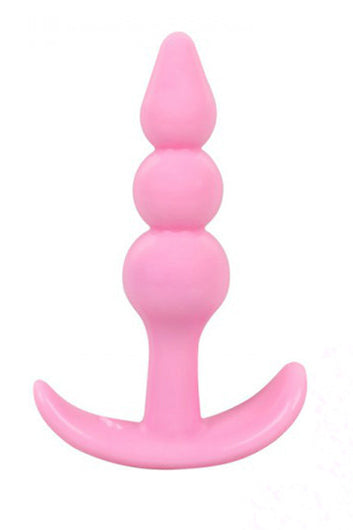 Dop anal (Butt Plug) din silicon cu 3 bile incorporate, Roz, TOY381B-5