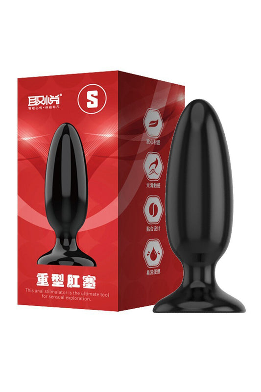 Dop anal (Butt Plug) din silicon, cu diametru de 4 cm, Negru, TOY385A-1