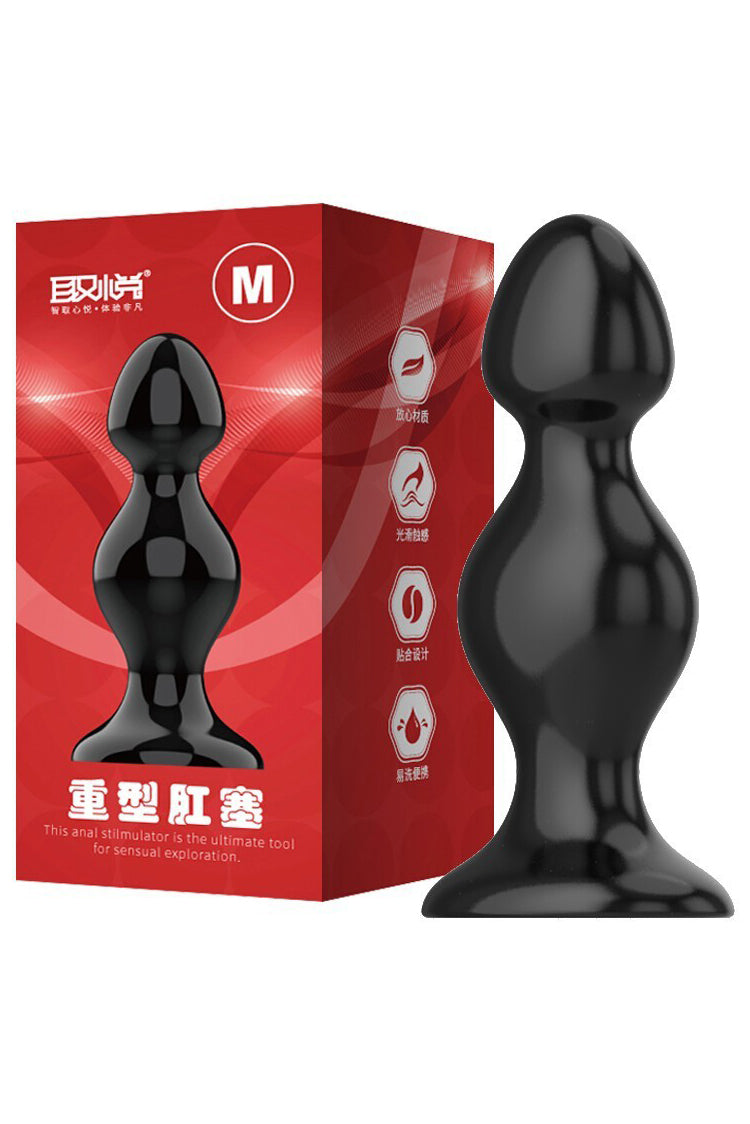 Dop anal (Butt Plug) din silicon, cu diametru de 5 cm, negru TOY385B-1