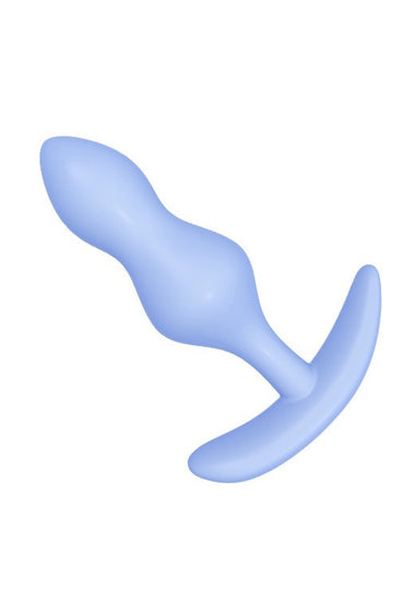 Dop anal (Butt Plug) din silicon cu 2 bile incorporate, SkyBlue TOY386-48