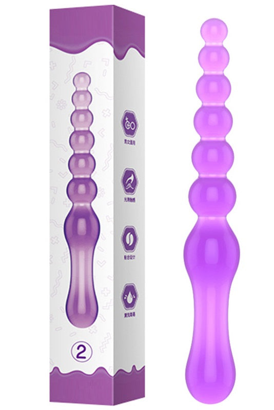 Dildo anal din silicon, cu striatii, pentru amplificarea placerii, Mov, TOY389A-11