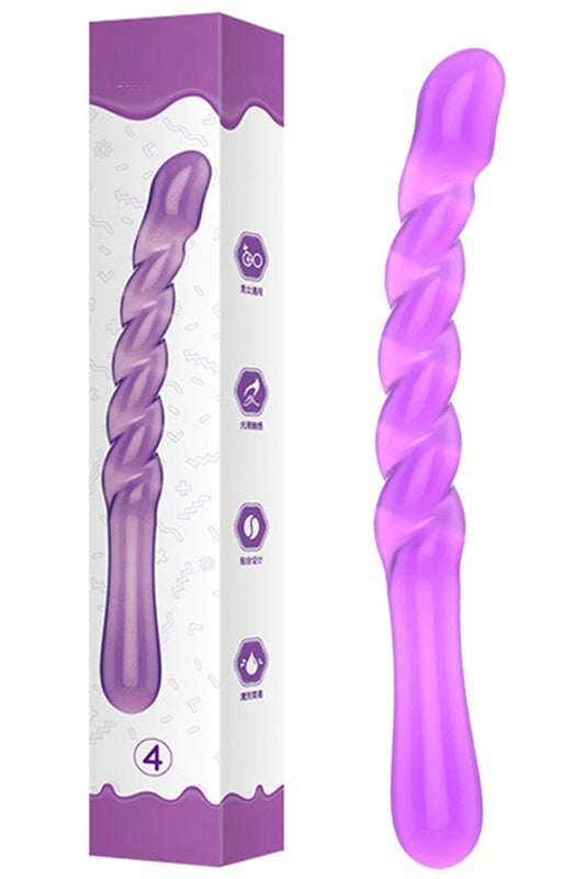 Dildo din silicon, cu striatii rasucite, pentru amplificarea placerii, Mov, TOY389C-11