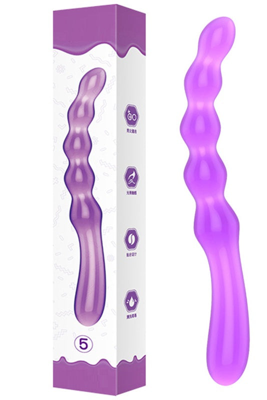 Dildo din silicon, cu striatii, pentru amplificarea placerii, Mov, TOY389D-11