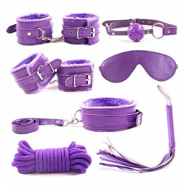 Set fetish 8 piese din piele ecologica captusita, Universala, Mov, TOY40-11