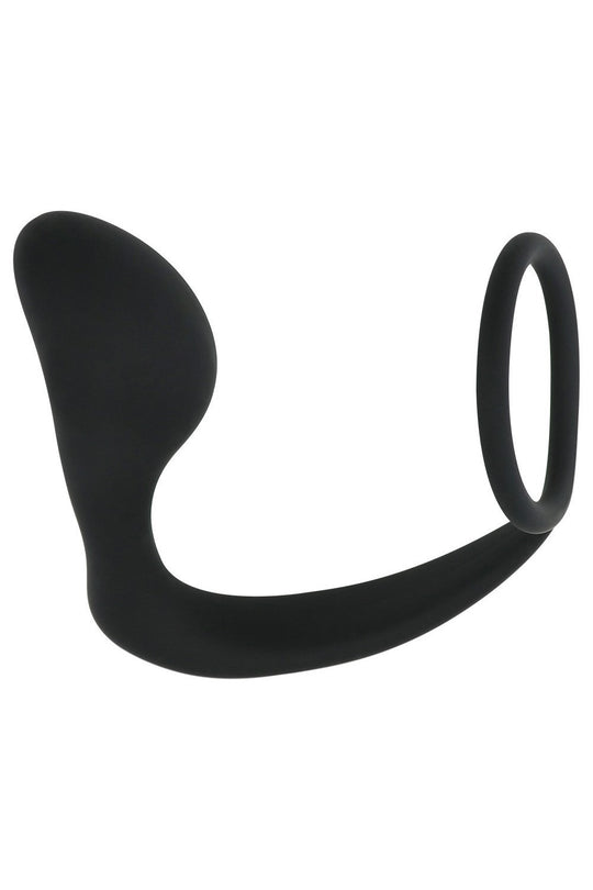 Dildo anal pentru barbati cu inel, masaj de prostata, Negru, TOY410-1