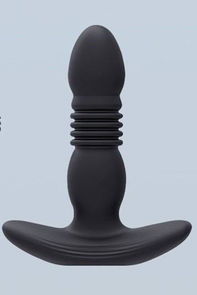 Vibrator anal cu functie de impingere/telescopca, telecomanda wireles, Negru, TOY421-1