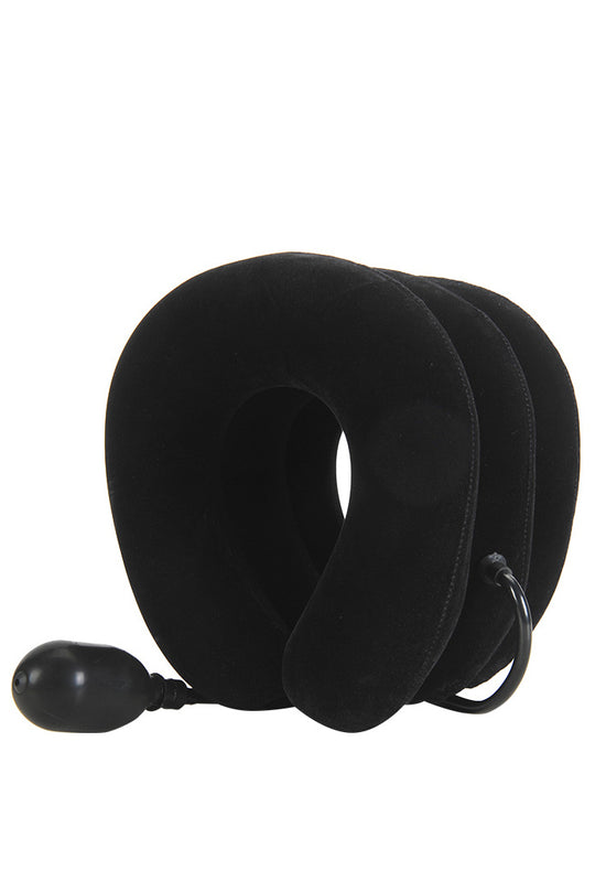 Perna gonflabila cervicala tip guler cervical, reglabil pe inaltime - elongare, pentru corectarea coloanei si eliminarea durerilor cervicale, Negru TOY431-1