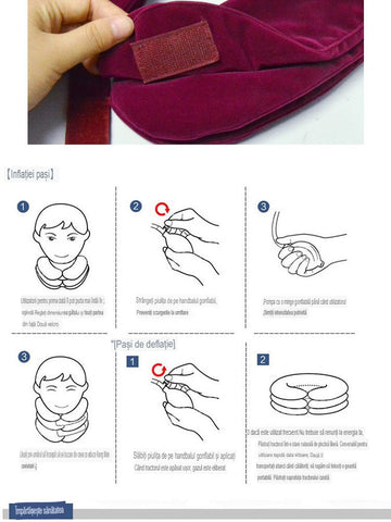 Perna gonflabila cervicala tip guler cervical, reglabil pe inaltime - elongare, pentru corectarea coloanei si eliminarea durerilor cervicale, GunBlack TOY431-61