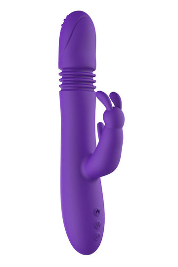 Vibrator dublu tip "Iepuras", cu 4 moduri: telescopic, de rotire, vibrare si incalzire, Mov, TOY441-11