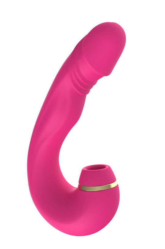 Vibrator triplu cu functie de vibrare, suctiune si atingere, Fuchsia, TOY450-55