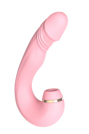 Vibrator triplu cu functie de vibrare, suctiune si atingere, Roz, TOY450-5