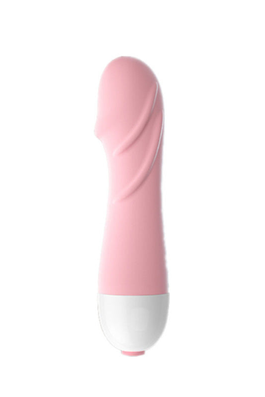 Mini vibrator cu striatii, pentru stimulare vaginala, Roz, TOY451-5