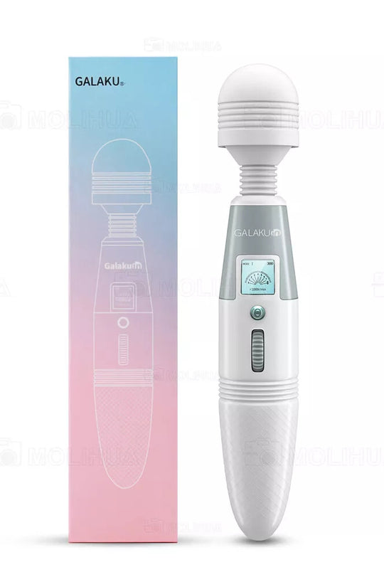 Vibrator premium tip Wand cu cap flexibil, functie de incalzire si afisaj electronic, Alb  TOY453-2