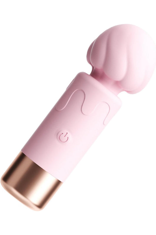 Mini vibrator tip wand cu capul flexibil, din silicon de inalta calitate, Roz si Auriu TOY461-5