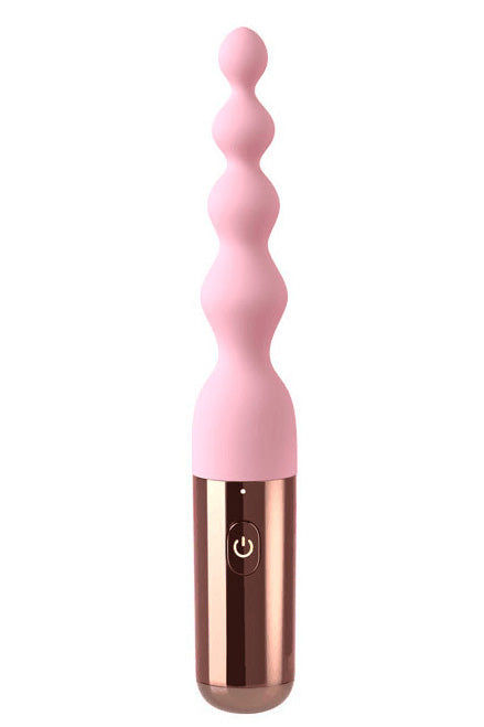 Mini vibrator cu 4 bile incorporate pentru stimulare anala sau vaginala, Roz si Auriu, TOY464-57