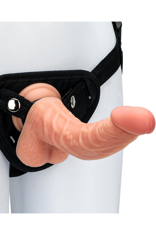 Strap-On cu dildo realistic cu striatii si ventuza, Nude, TOY466-5