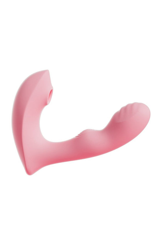 Vibrator tip Fluture cu Funcție de Sucțiune Air-Pulse, Stimulare Vaginală și Clitoridiană, Silicon Premium, Reîncărcabil, Roz, TOY467-5