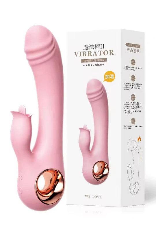 Vibrator dual cu functie de incalzire, Roz, TOY472-5