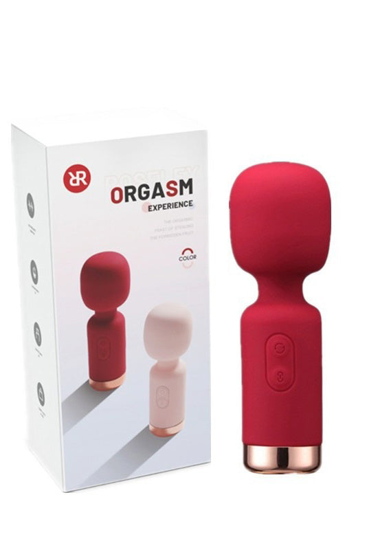 Mini vibrator tip wand pentru stimulare clitoridiana, di silicon moale, Rosu, TOY476-3