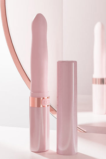 Mini vibrator tip ruj, model PRO, discret si usor de transportat, este pentru stimulare vaginala si clitoridiana, Roz, TOY487-5