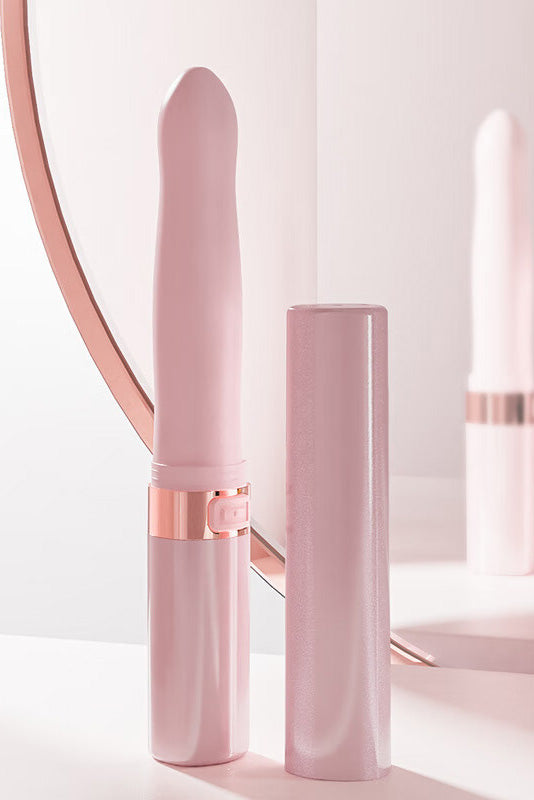 Mini vibrator tip ruj, model PRO, discret si usor de transportat, este pentru stimulare vaginala si clitoridiana, Roz, TOY487-5