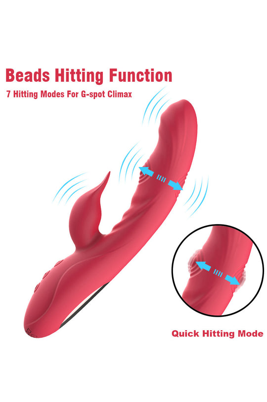 Vibrator dual cu functie de pulsare pentru stimularea punctului G, Rosu, TOY489-3