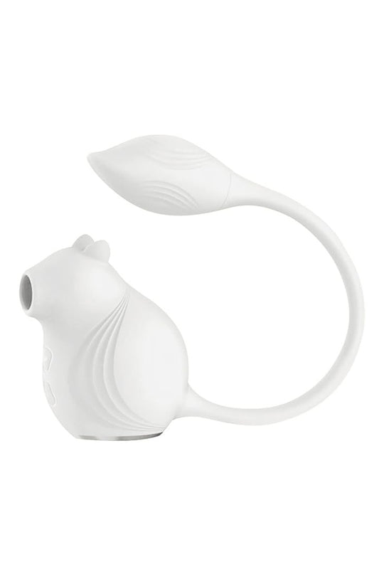 Vibrator dublu cu mode de suctiune si vibrare, Alb, TOY497-2