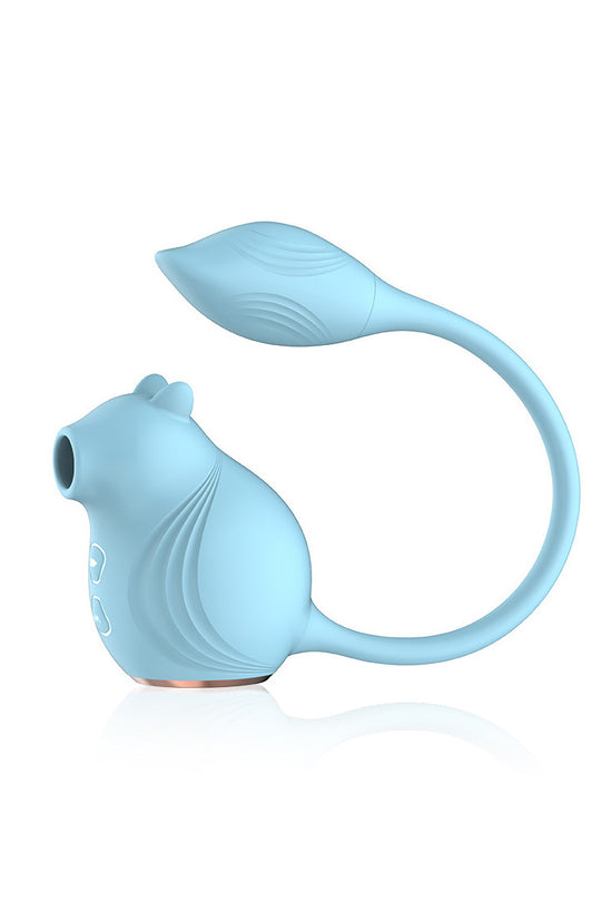Vibrator dublu cu mode de suctiune si vibrare, SkyBlue, TOY497-48