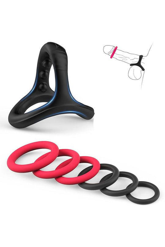 Inele de silicon pentru penis, Negru si Rosu, TOY506-1