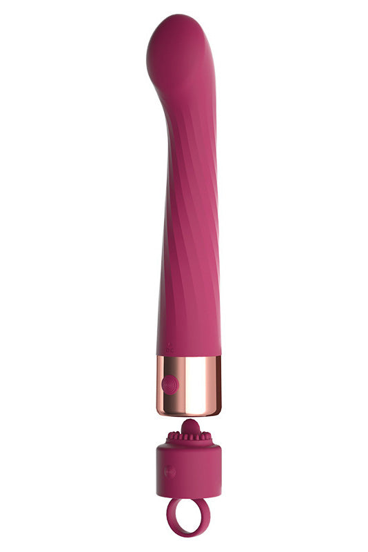 Vibrator dublu, flexibil, pentru stimulare vaginala si clitoridiana, Visiniu, TOY508-81