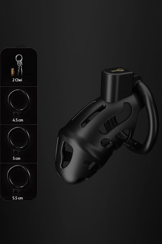 Cusca de castiate pentru penis din plastic(ABS) cu sistem de inchidere cu cheie, Negru, Universala,  TOY509-1