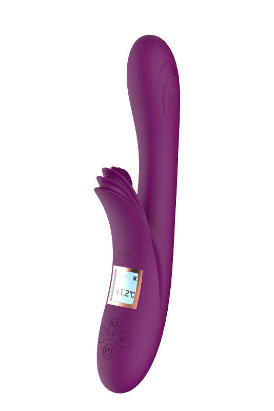 Vibrator dual tip iepuras, cu afisaj electronic si incalzire, Mov, TOY521-11