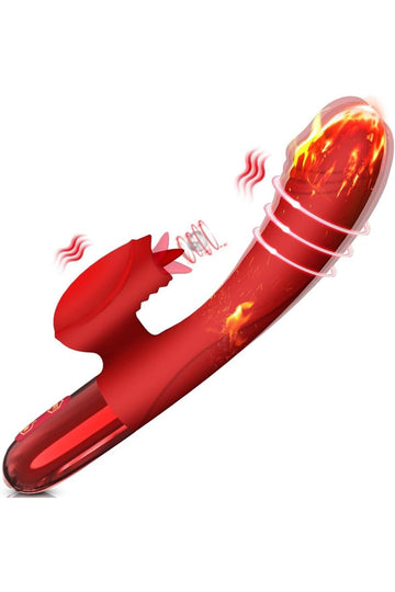 Vibrator dual cu 2 motoare puternice pentru stimulare vaginala si clitoridiana, Rosu, TOY525-3